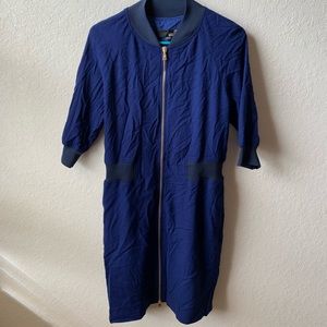 Love Moschino wool blend blue full zip dress